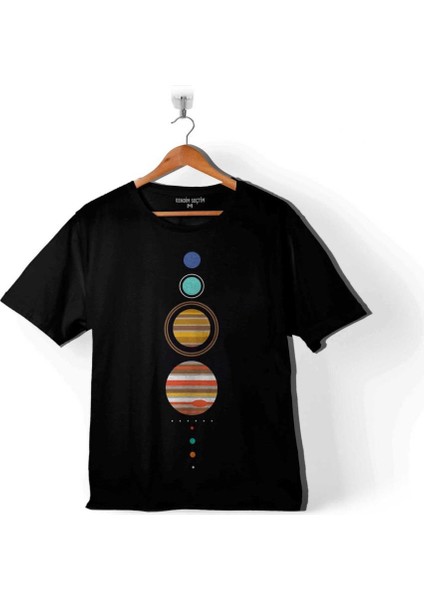 Güneş Sistemi Gezegenler Solar Sistem Dünya Ay Çocuk T-Shirt