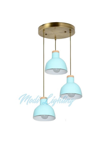 Modi Lighting Ahşap Eskitme Turkuaz Avize MOD-ML-4472-3TK