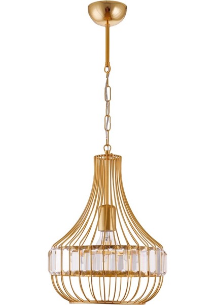 Kristal Taşlı Gold Tekli Sarkıt Avize Mod-Ck-Gk