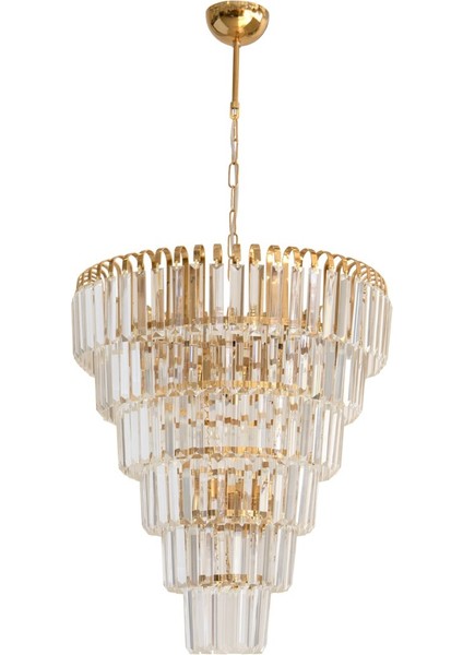 Şelale Kristal Taşlı 6 Katlı 50CM Sarı Sarkıt Avize MOD-CK-6SK50