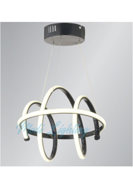 Çember Içinde Burgulu Siyah LED Avize MD47
