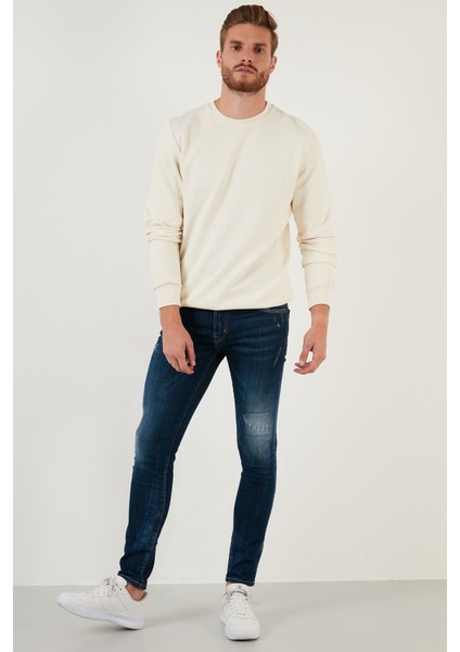 Pamuklu Yırtık Detaylı Normal Bel Skinny Fit Jeans Erkek Kot Pantolon 629DSK003