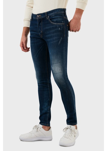 Pamuklu Yırtık Detaylı Normal Bel Skinny Fit Jeans Erkek Kot Pantolon 629DSK003 modelleri
