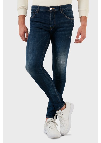 Pamuklu Yırtık Detaylı Normal Bel Skinny Fit Jeans Erkek Kot Pantolon 629DSK003 fırsatları
