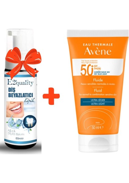 Avene E2'quality Diş Beyazlatıcı Köpük + Avene Solaire SPF50+ Fluid Ultra Light 50 ml