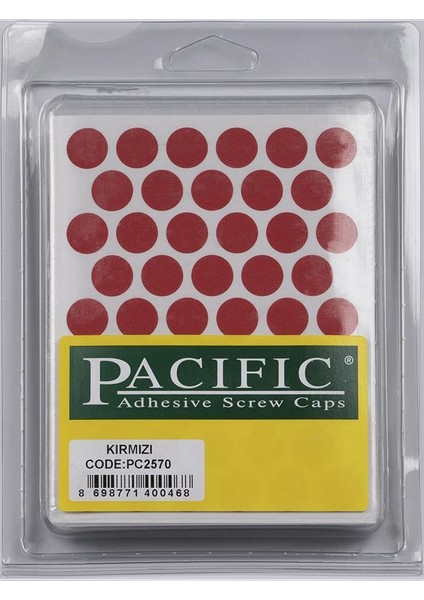 Pvc Yapışkan Tapa 14 mm 1 Plaka 50 Adet Kırmızı
