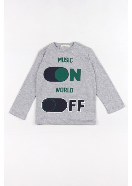 Erkek Çocuk Music On Baskılı Uzun Kollu Tshirt