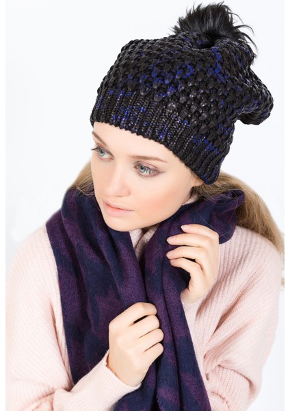 Parlak Baskılı Ponponlu Bere - PS1185