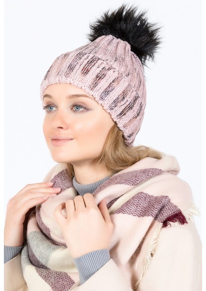 Parlak Baskılı Ponponlu Bere - PS1159