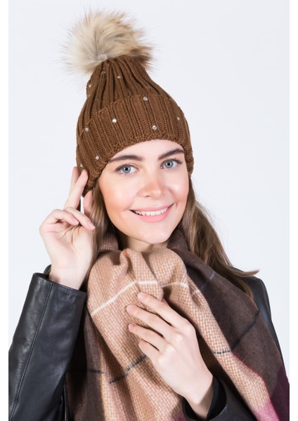 Taşlı Ponponlu Akrilik Bere - PS639