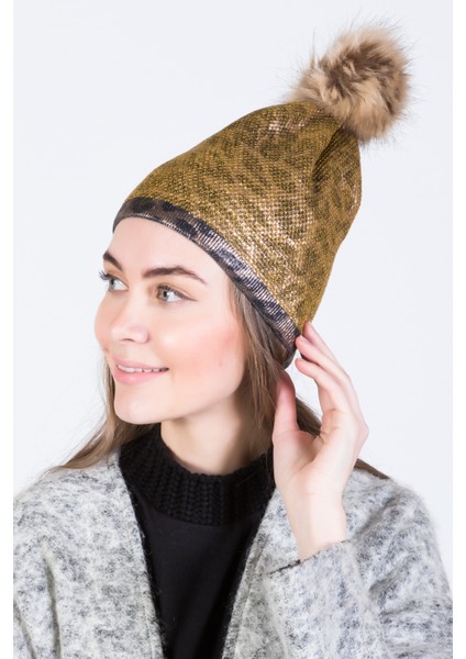 Leopar Baskılı Ponponlu Akrilik Bere - PS711 fiyatları