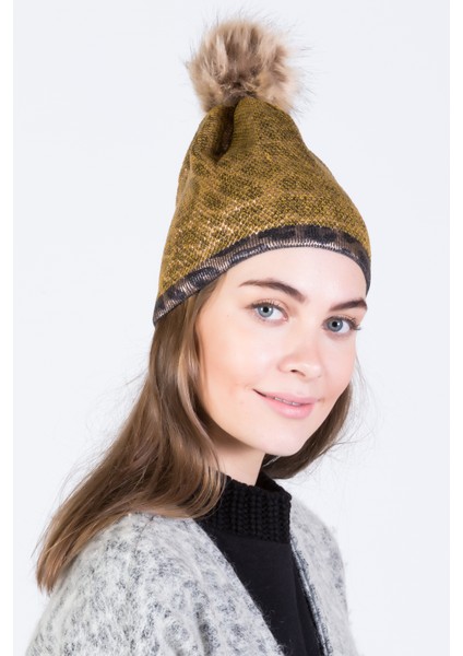 Leopar Baskılı Ponponlu Akrilik Bere - PS711 modelleri
