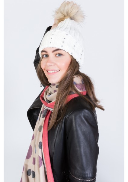 Taşlı Ponponlu Akrilik Bere - PS617