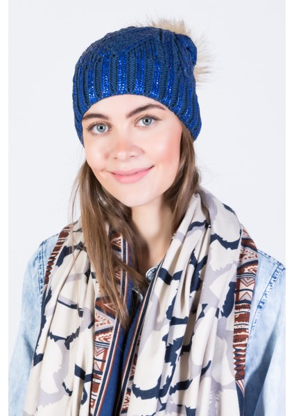 Simli Ponponlu Akrilik Bere - PS701