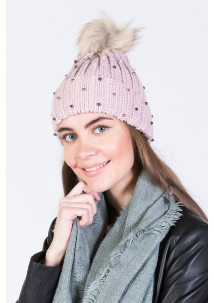 Incili Ponponlu Akrilik Bere - PS668