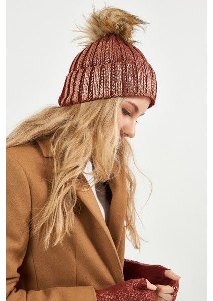 Simli Ponponlu Akrilik Bere - PS487