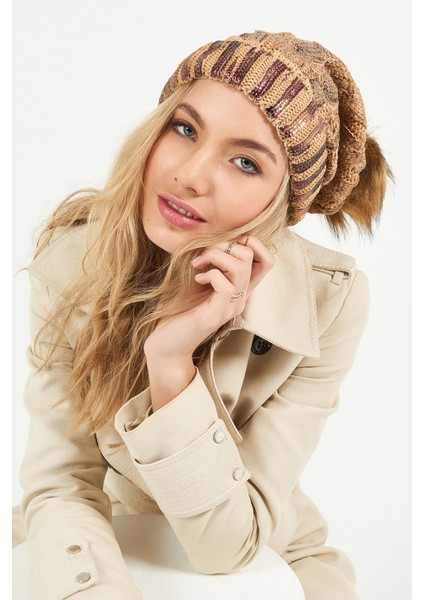 Simli Ponponlu Akrilik Bere - PS413