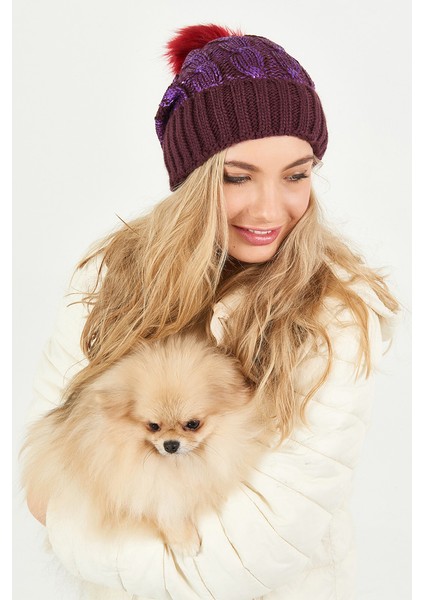 Simli Ponponlu Akrilik Bere - PS400