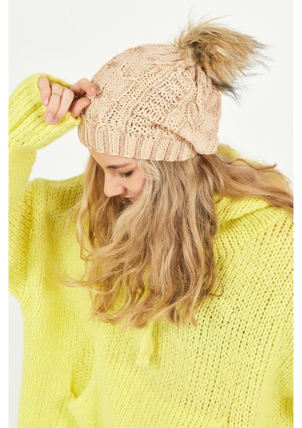 Simli Ponponlu Akrilik Bere - PS314