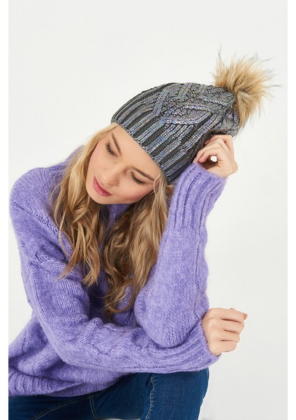 Simli Ponponlu Akrilik Bere - PS257 fiyatları