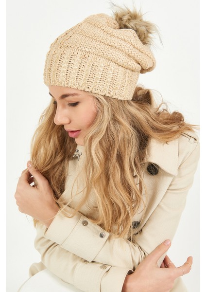 Simli Ponponlu Akrilik Bere - PS454