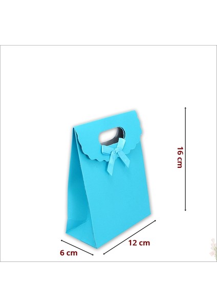 El Geçmeli Karton Çanta 16 x 12 x 6 Cm, Mavi - 12 Adet fiyatları