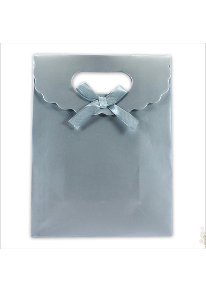El Geçmeli Karton Çanta 38 x 27 x 15 Cm, Mat Gümüş - 12 Adet modelleri