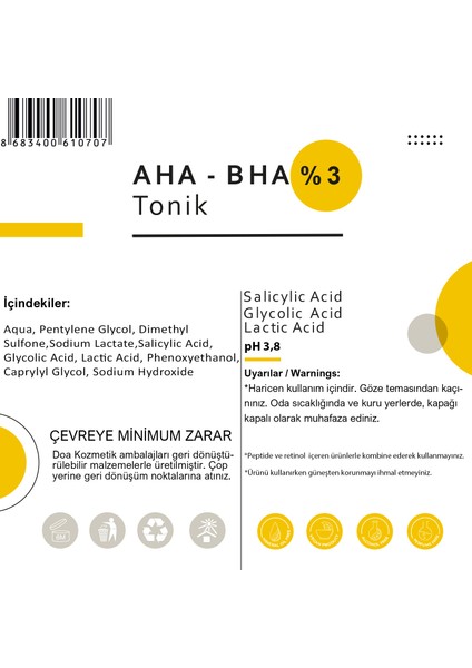 Aha-Bha %3 Tonik (%1 Salisilik, %1 Laktik, %1 Glikolik Asit) modelleri