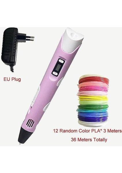 (Pembe AB-36M Pla) 3D Baskı Kalem 12 Renkli 3D Kalem OLED Ekran 12 Renkli Pla / Abs Filamentler Çocuklar Için 3D Çizim Yazıcı / Yetişkinler Yaratıcı Tasarım Çizim fiyatları