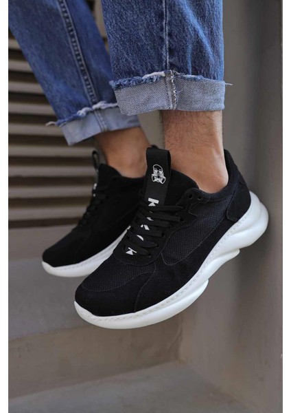 Sneakers Ayakkabı 065 Siyah Süet (Beyaz Taban)
