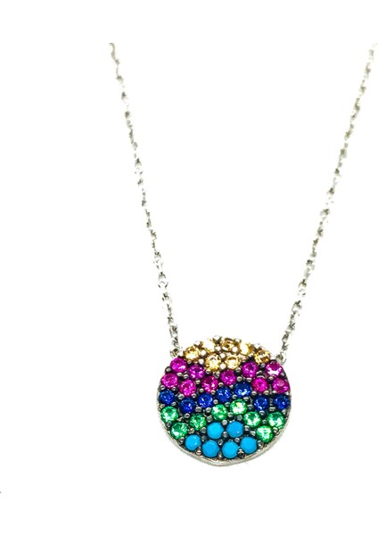 925 Ayar Gümüş Renkli Zirkon Taşlı Minik Kolye