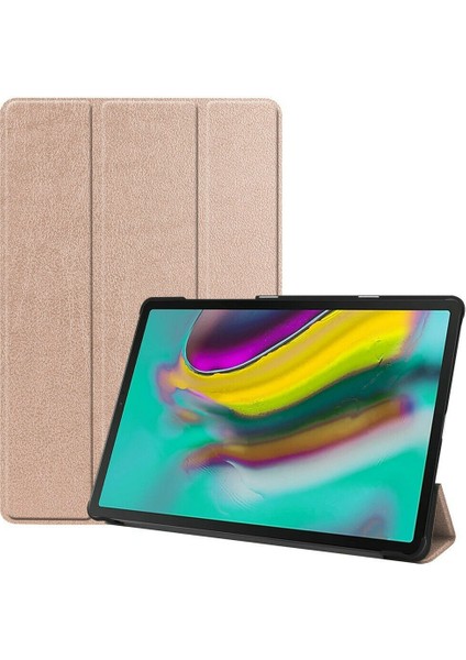 Kny Samsung Galaxy Tab A 10.5 Inç T590 Kılıf Standlı Kapaklı Arkası Şeffaf Sert Smart Case Lacivert