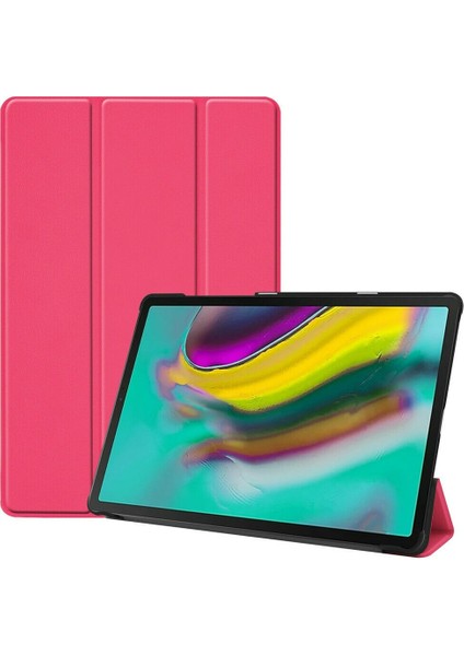 Kny Samsung Galaxy Tab A 10.5 Inç T590 Kılıf Standlı Kapaklı Arkası Şeffaf Sert Smart Case Mor