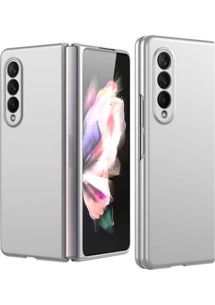 Galaxy Z Fold4 Deri Telefon Kılıfı - Gümüş (Yurt Dışından)