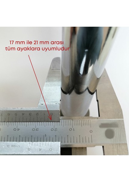 Sandalye Pabucu 4 Adet Şeffaf, Masa Sandalye Zemin Koruyucu 17 mm - 21 mm