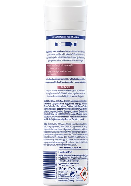 Kadın Deodorant Beauty Elixir Sensitive Flower 150 ml Alkol İçermeyen Hassas Ciltler için Özel Formül fiyatları