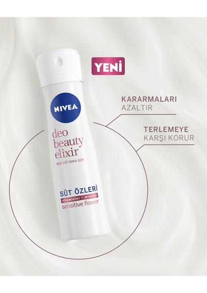 Kadın Deodorant Beauty Elixir Sensitive Flower 150 ml Alkol İçermeyen Hassas Ciltler için Özel Formül modelleri