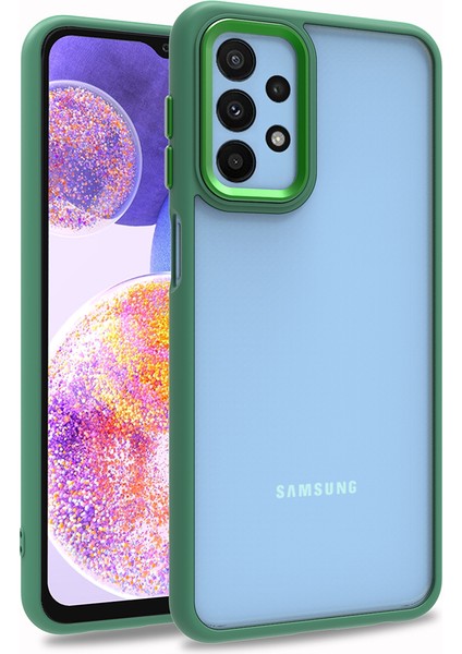 Samsung Galaxy A23 Kılıf Silikon Kenarlı Arkası Şeffaf Flora Kapak