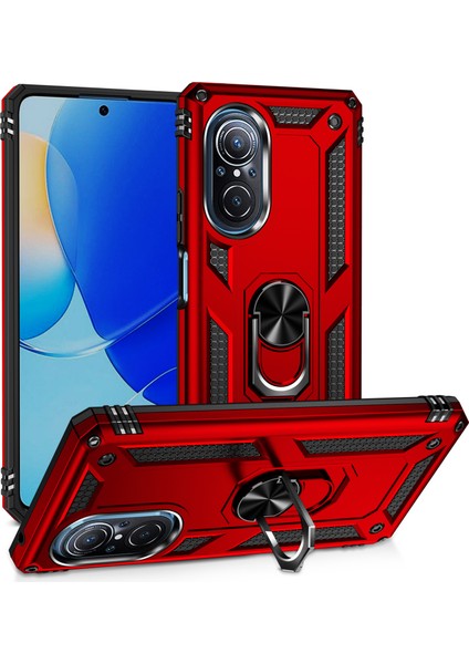 Huawei Nova 9 Se Kılıf Çift Katmanlı Yüzüklü Manyetik Vega Kapak