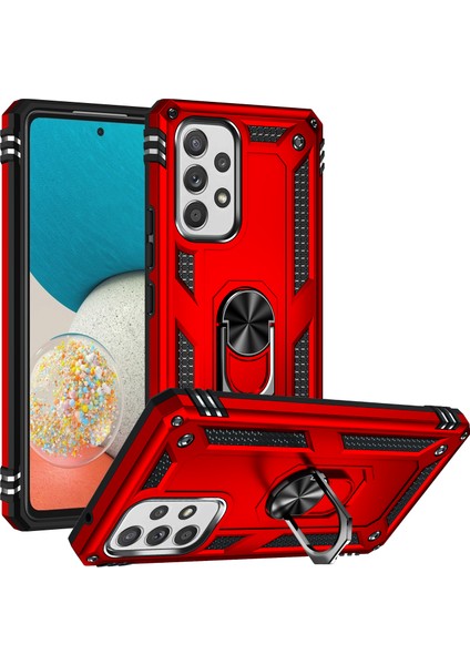 Samsung Galaxy A73 Kılıf Çift Katmanlı Yüzüklü Manyetik Vega Kapak