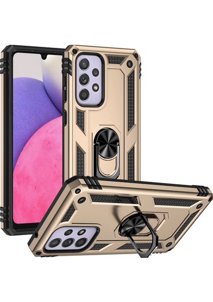 Samsung Galaxy A33 5g Kılıf Çift Katmanlı Yüzüklü Manyetik Vega Kapak