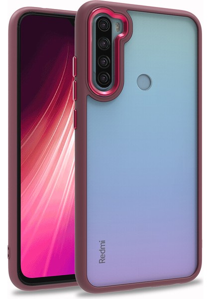 Xiaomi Redmi Note 8 Kılıf Renkli Silikon Kenarlı Arkası Şeffaf Flora Kapak