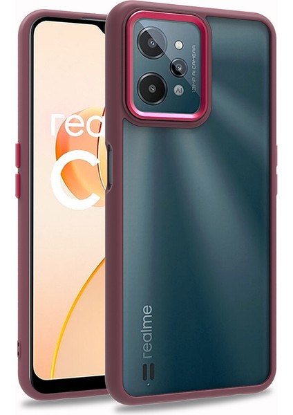 Realme C31 Kılıf Silikon Kenarlı Arkası Şeffaf Renkli Flora Kapak