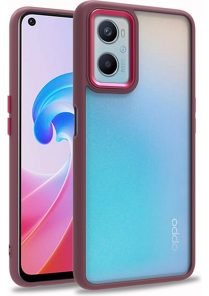 Oppo A96 Kılıf Silikon Kenarlı Arkası Şeffaf Renkli Flora Kapak