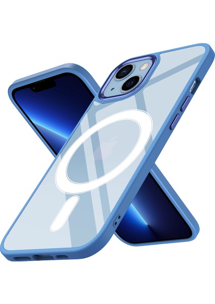 Apple Iphone 13 Kılıf Parlak Kamera Korumalı Renkli Kenarlı Magsafeli Krom Kapak