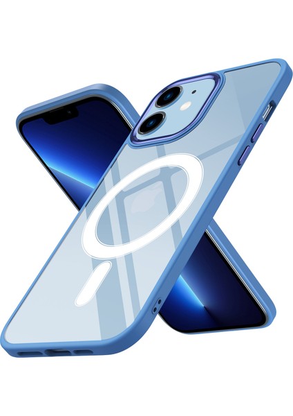 Apple Iphone 12 Kılıf Parlak Kamera Korumalı Renkli Kenarlı Magsafeli Krom Kapak