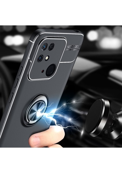 Xiaomi Redmi 10C Kılıf Yüzüklü Manyetik Ravel Silikon