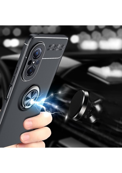 Huawei Nova 9 Se Kılıf Yüzüklü Manyetik Ravel Silikon