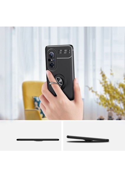 Huawei Nova 9 Se Kılıf Yüzüklü Manyetik Ravel Silikon