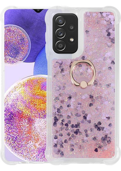 Samsung Galaxy A23 Kılıf Sulu Simli Parlak Yüzüklü Milce Kapak